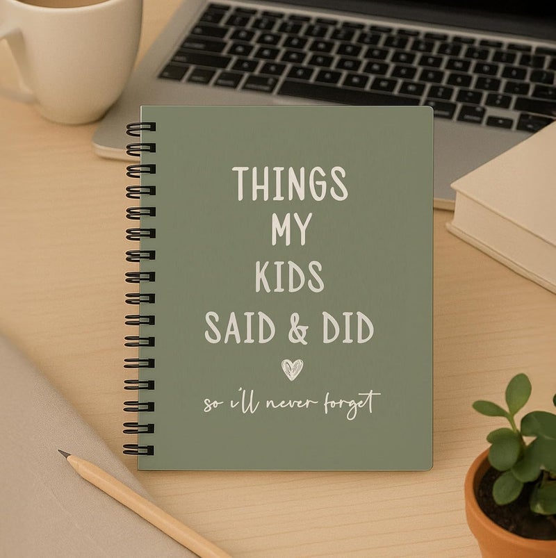 bitCNY Things My Kids Said & Did Notebook – Funny Quote Memory Journal for Parents – Sage Green and White Design, Keepsake for Moms and Dads - 5.5x8.3 Inch (White Characters) 314 - Image 3